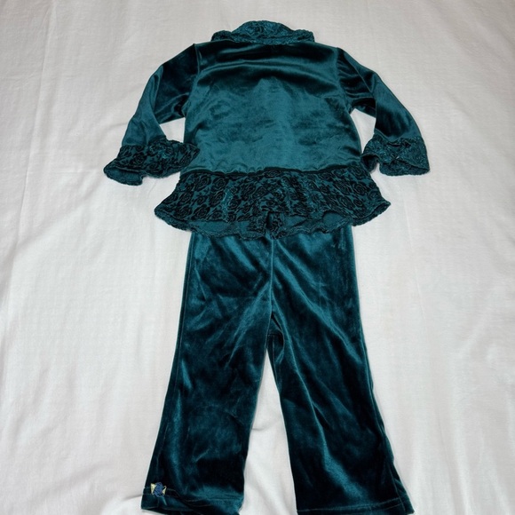 Vintage McKids 2Piece Christmas VELVET GREEN Pants Top Set Size 18 Months Soft - Picture 6 of 6